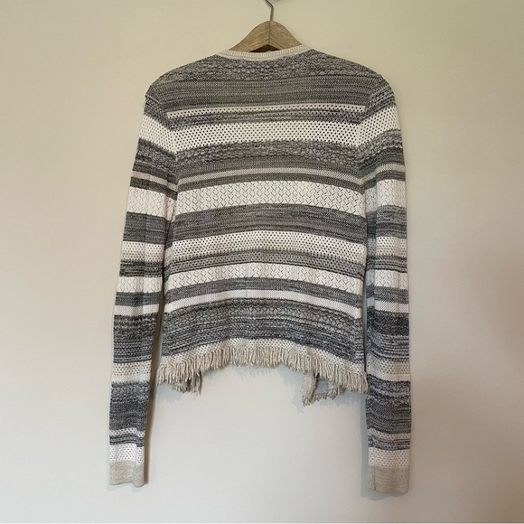 WHBM Metallic Stripe Fringe Open Cardigan - Picture 5 of 6